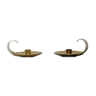 Pair of Swedish mid-century candlestick holders by Skutuna