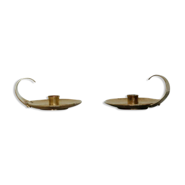 Pair of Swedish mid-century candlestick holders by Skutuna