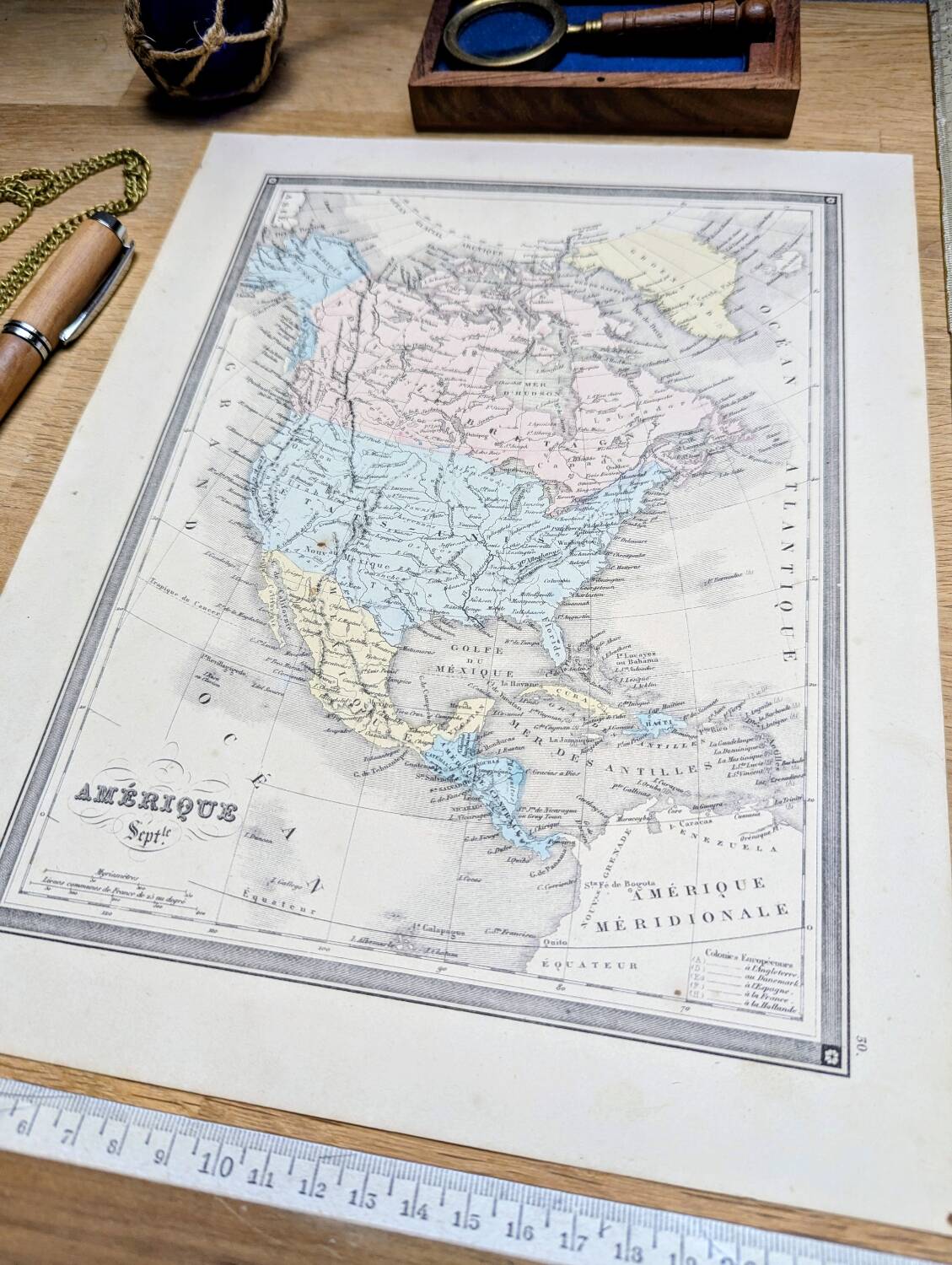 North America, old map, printed in 1852.