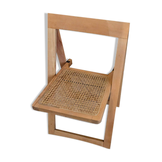 Pair of folding rattan chairs