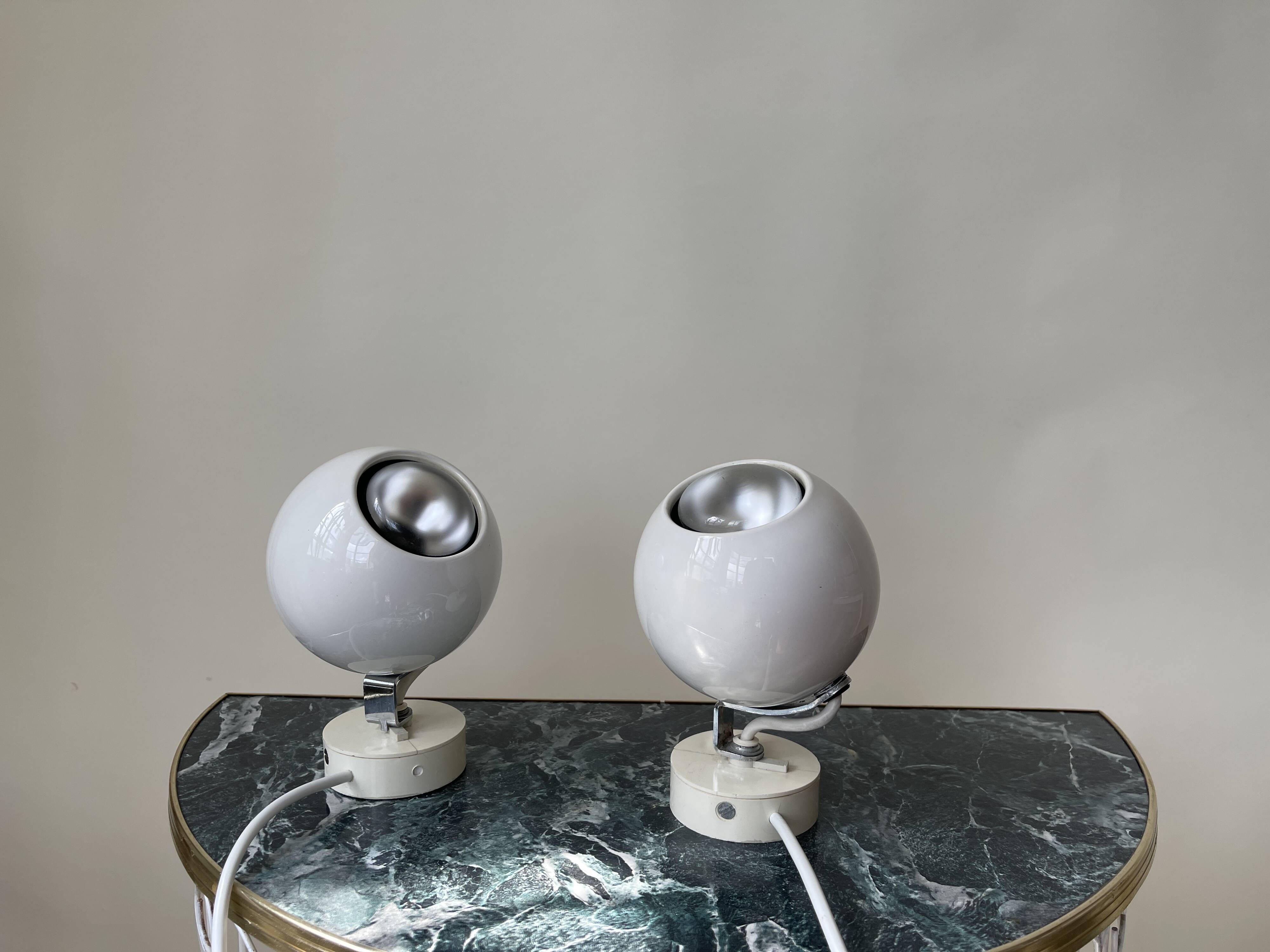Pair of 1960s eyeball wall lights