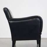 Luxurious and comfortable sheepskin armchair in a unique, stately black color