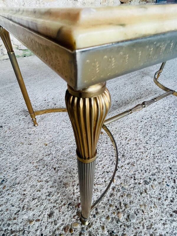 Table basse en marbre et laiton vintage circa 60’s