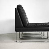 Minimalist german leather & chrome modular sofa from Klöber, 1980s