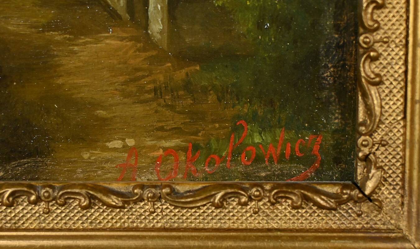 Huile sur Toile « Le Moulin » de N. Okolowicz – Début XXe