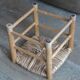 Low wooden straw stool, 1950s