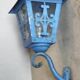 Old wall lamp vintage lantern hall and outdoor patina blue pastel