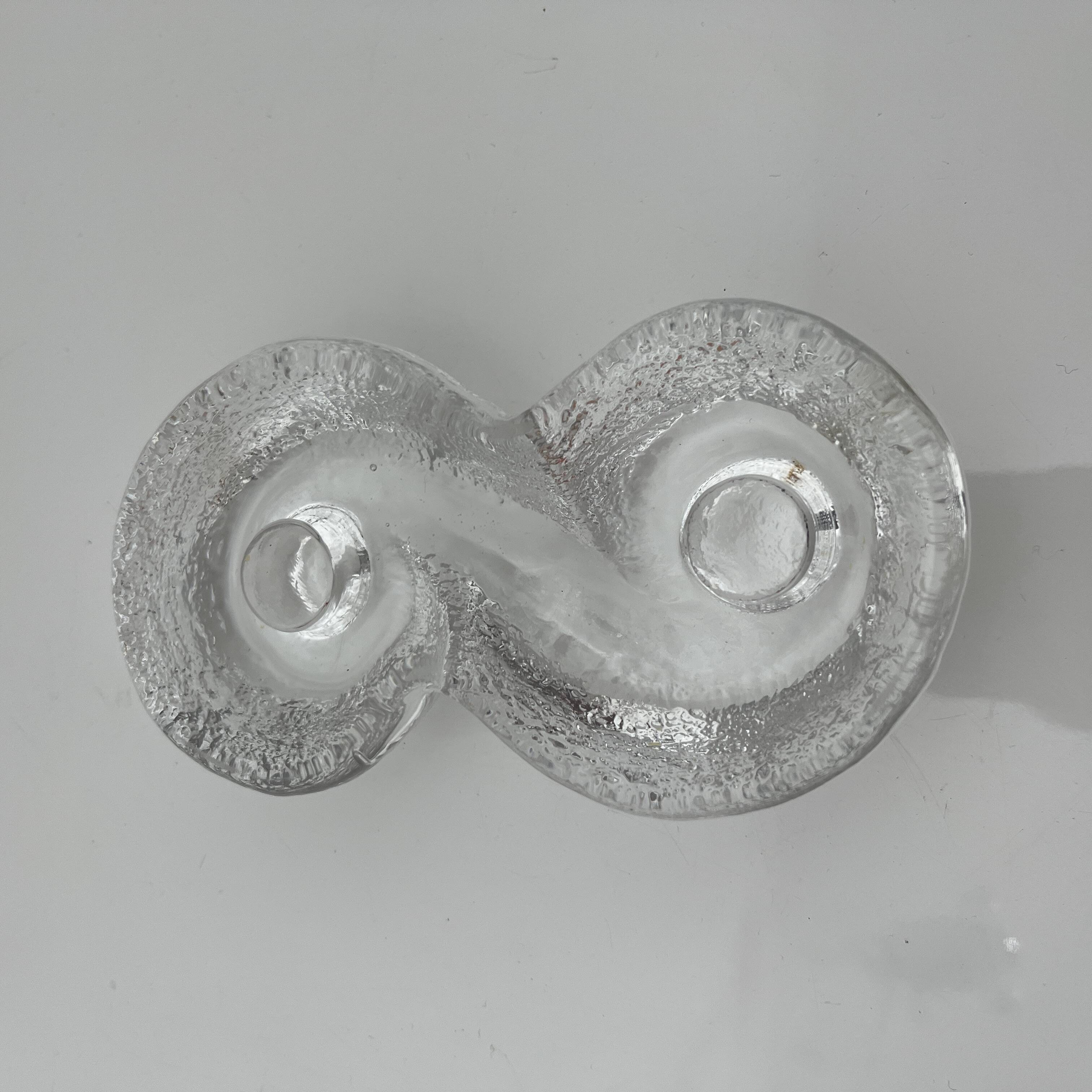 Orrefors Sweden glass candle holder vintage Suede design Lars Hellsten