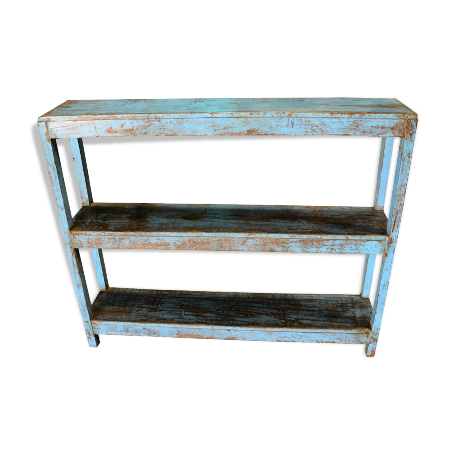 Blue shelf furniture high narrow old teak wood