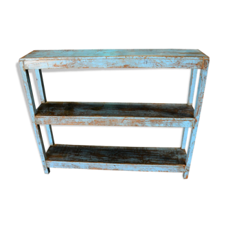 Blue shelf furniture high narrow old teak wood