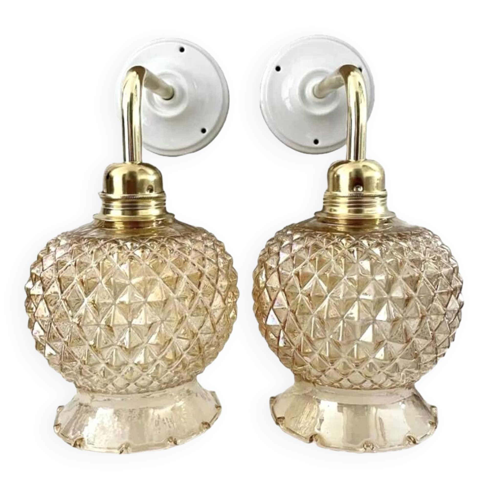 Pair of golden globe wall lights