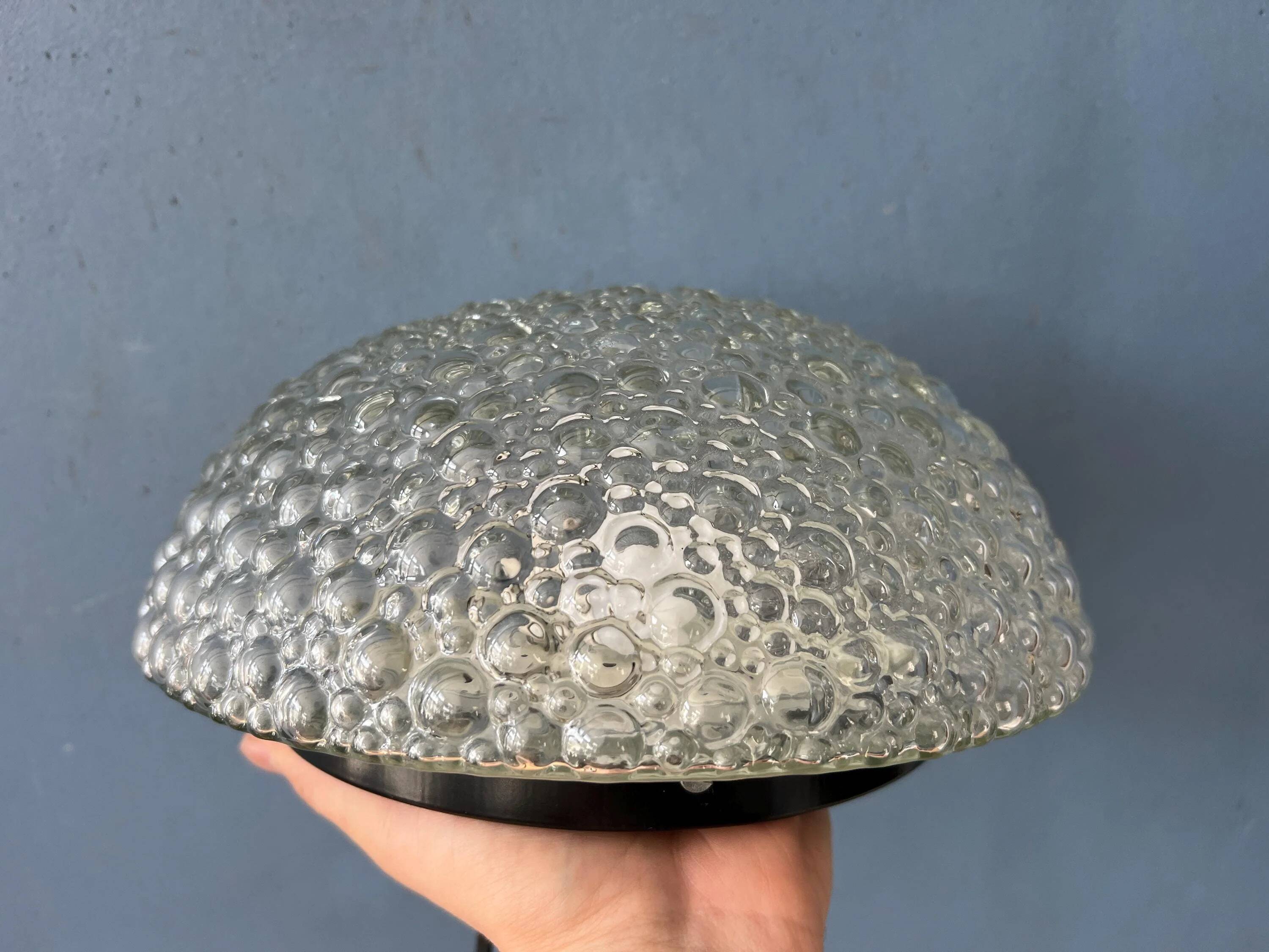 Vintage glass ceiling light by Helena Tynell for Glashütte Limburg
