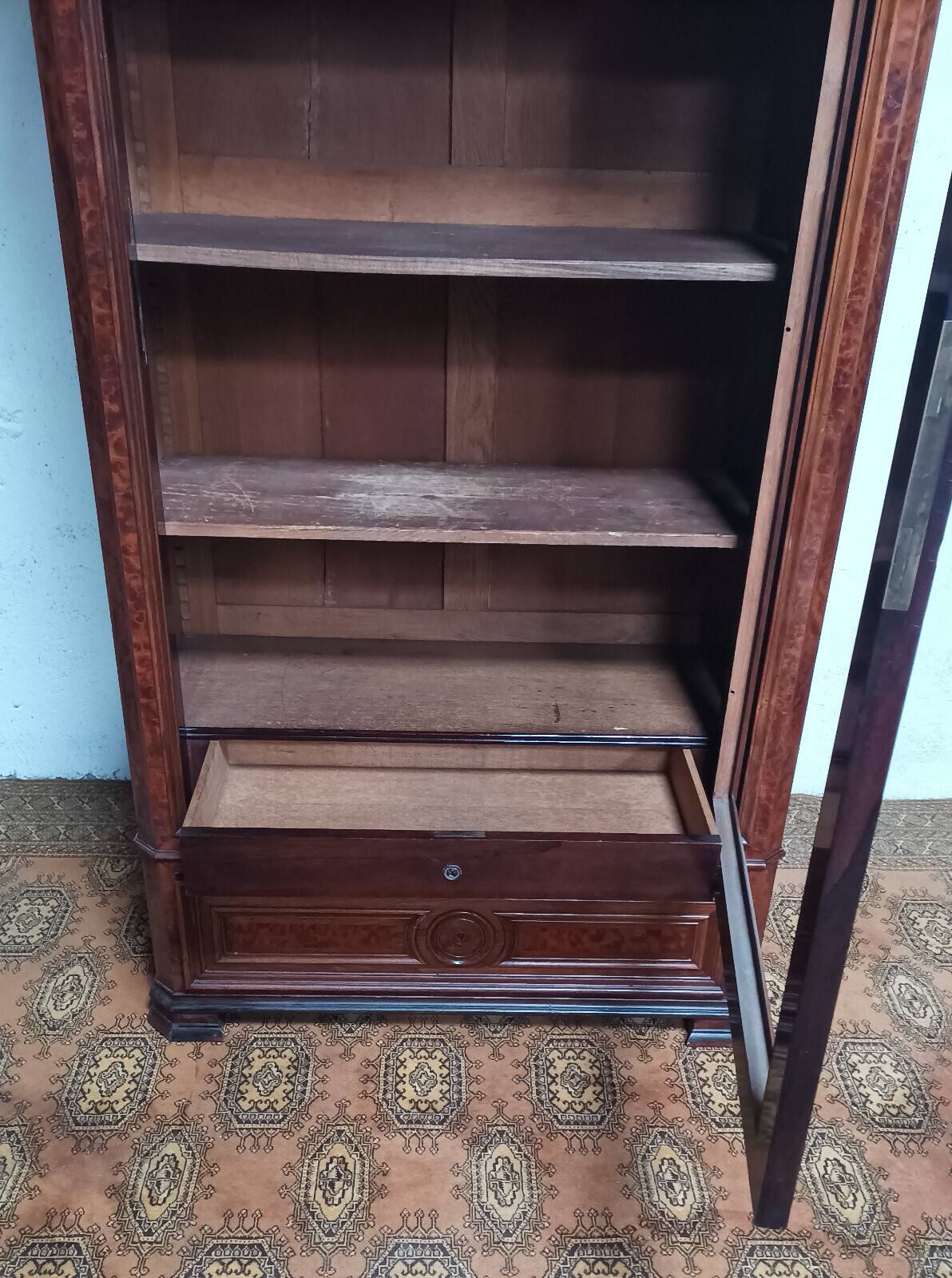 Library from the Napoleonic III era in thuya burl.
