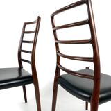 Set of 6 Niels Møller Model No 82 Chairs in Rosewood & Leather Denmark 60’s
