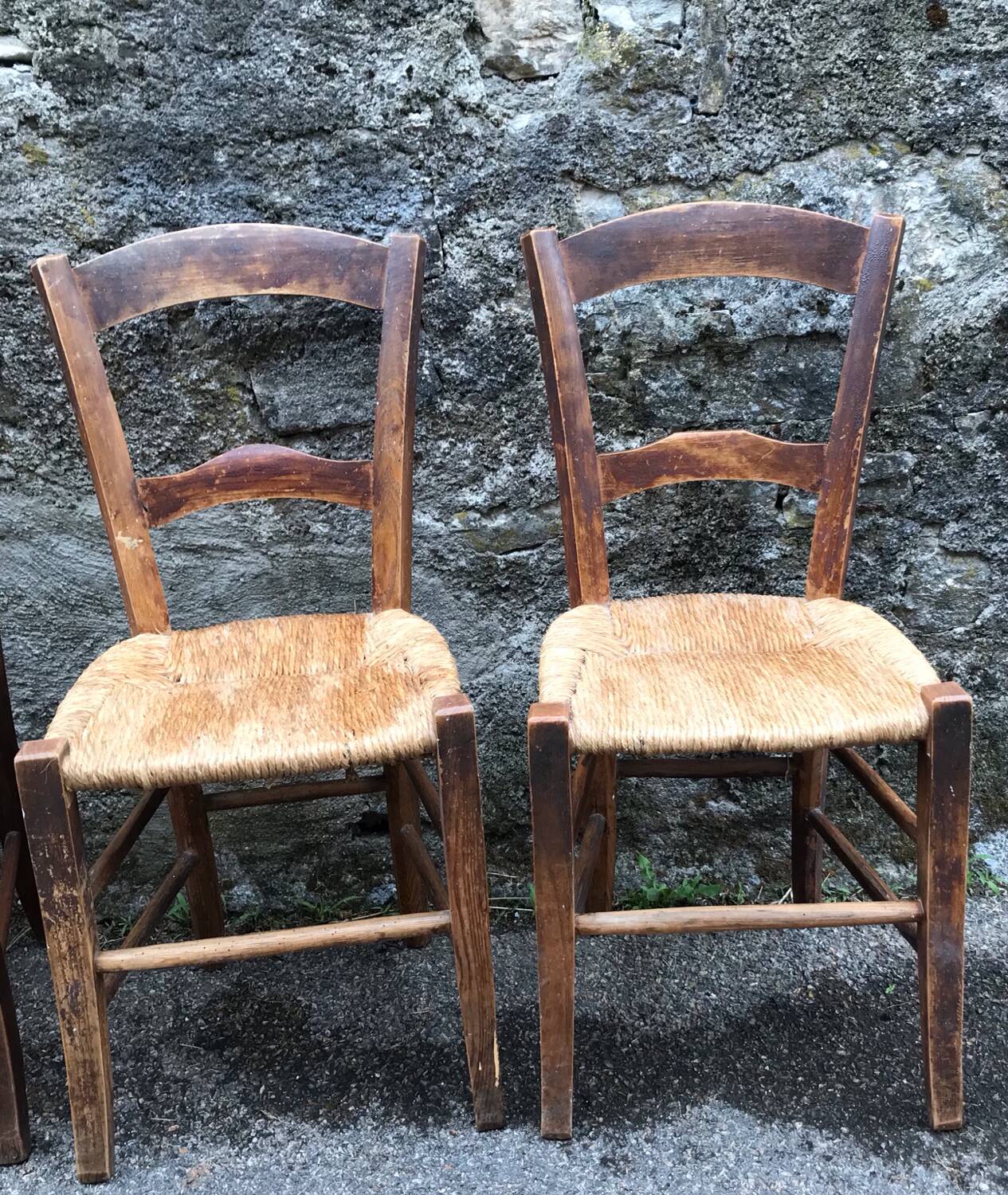 Set of 6 straw bistro chairs