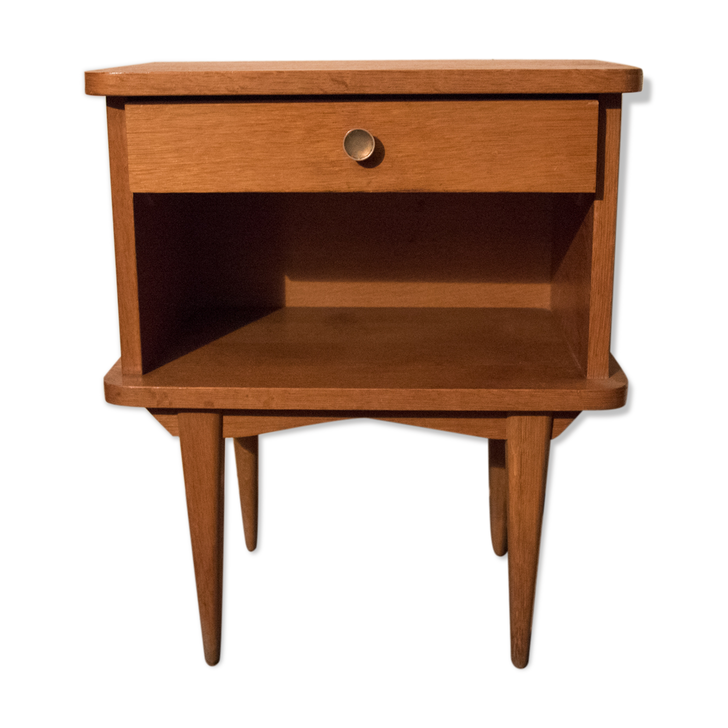 Vintage blond oak bedside
