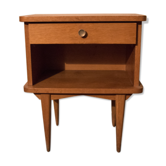Vintage blond oak bedside
