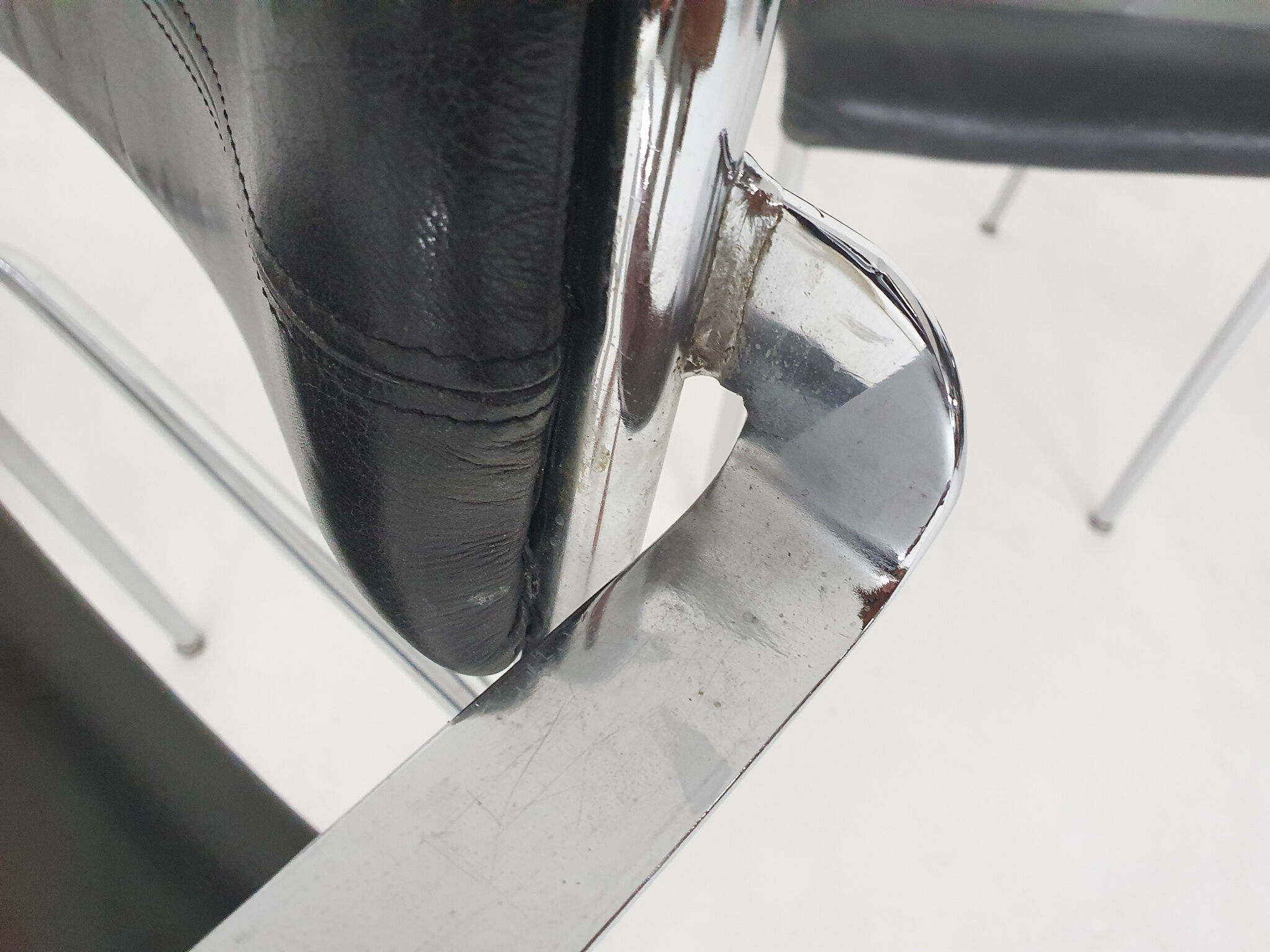 Set of five chrome and leather dining chairs by Aryform, Sweden 1970's