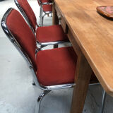 Set of 10 vintage chrome and fabric chairs