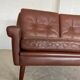 Danish mid-century Svend Skipper cognac 3 person sofa 1960s