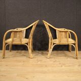 Pair of Italian wicker armchairs from the 60s