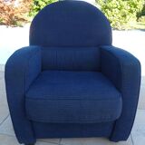 Club armchair upholstered in blue fabrics –Excellent condition-