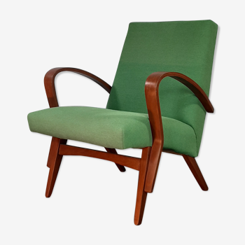 Fauteuil tissu vert Frantisek Jiràk par Tatra, vintage Tchécoslovaque 1960s