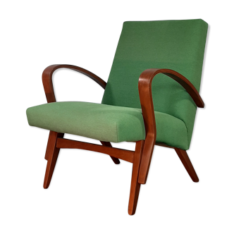 Frantisek Jiràk green fabric chair by Tatra, vintage Czechoslovakia 1960s