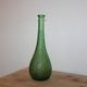 Vintage green glass bottle vase with geometric relief – H 33 cm