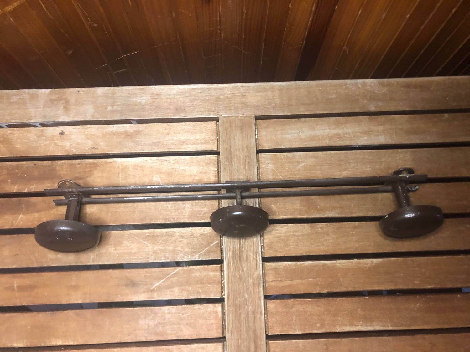 Old wall coat rack x3 vintage brown metal #a418