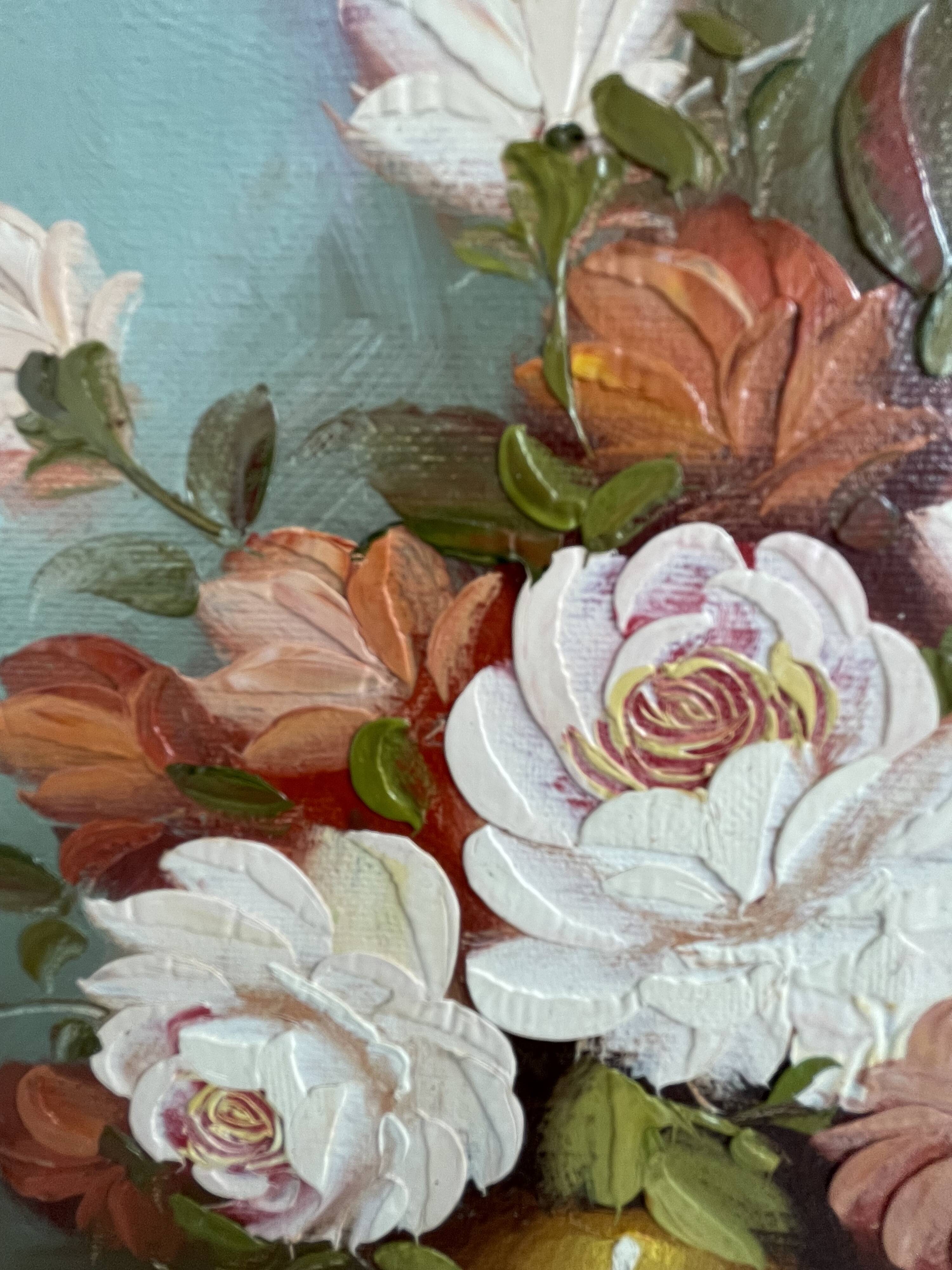 Pair of oils on canvas signed by Robert Cox, floral still lifes.