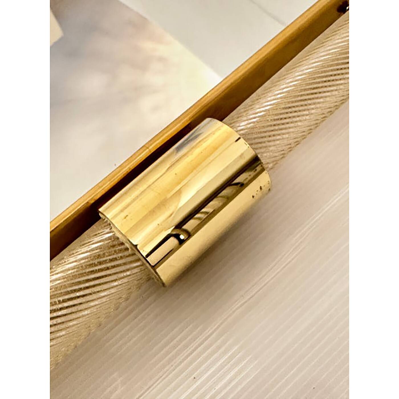 Wave Mirror in Gold "Torchon" Torciglione Glass Design