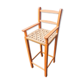 Chaise haute enfant bois et herbe de mer tressée
