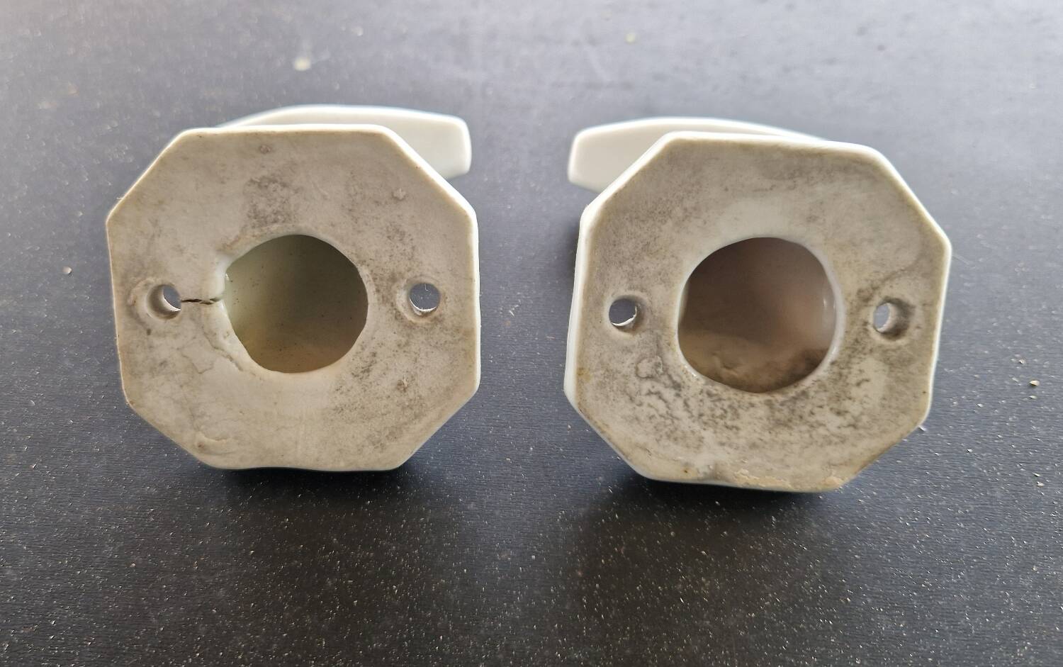 Pair of porcelain hooks