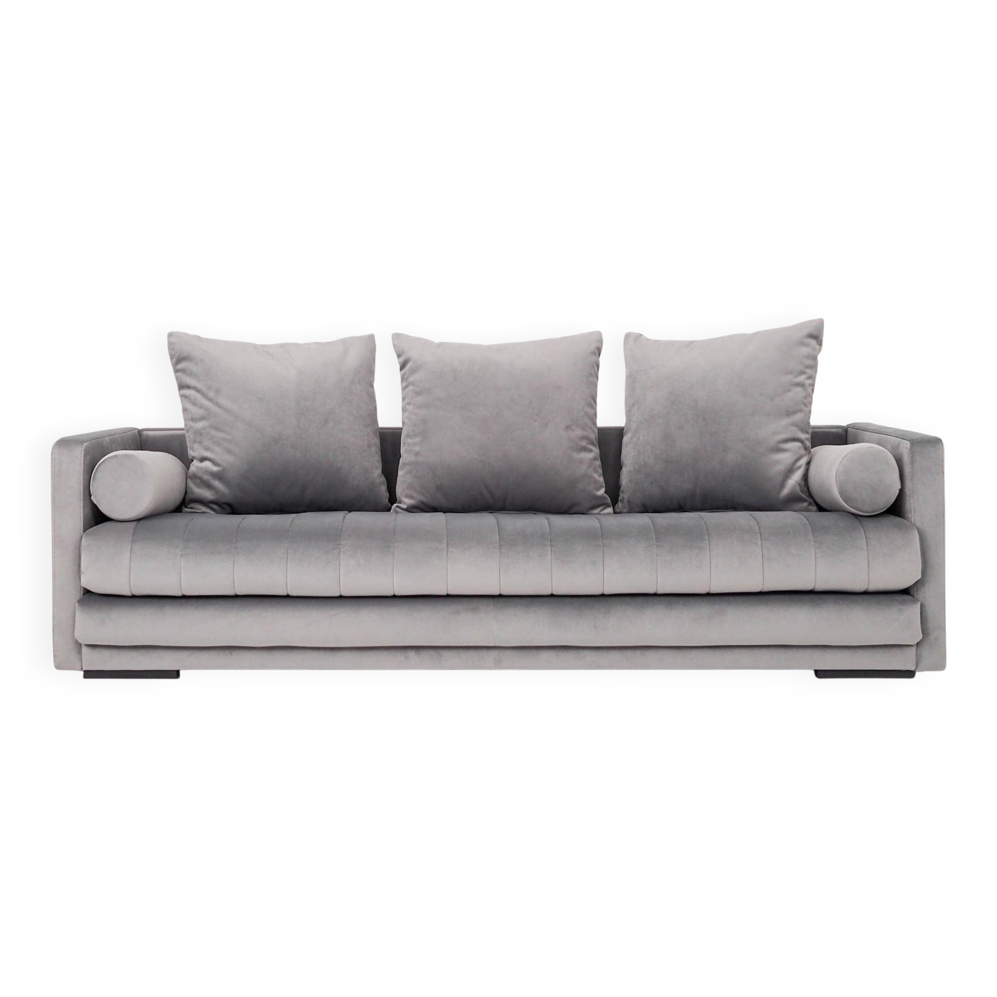 Sofa KOPENHAGA velours argent, design scandinave