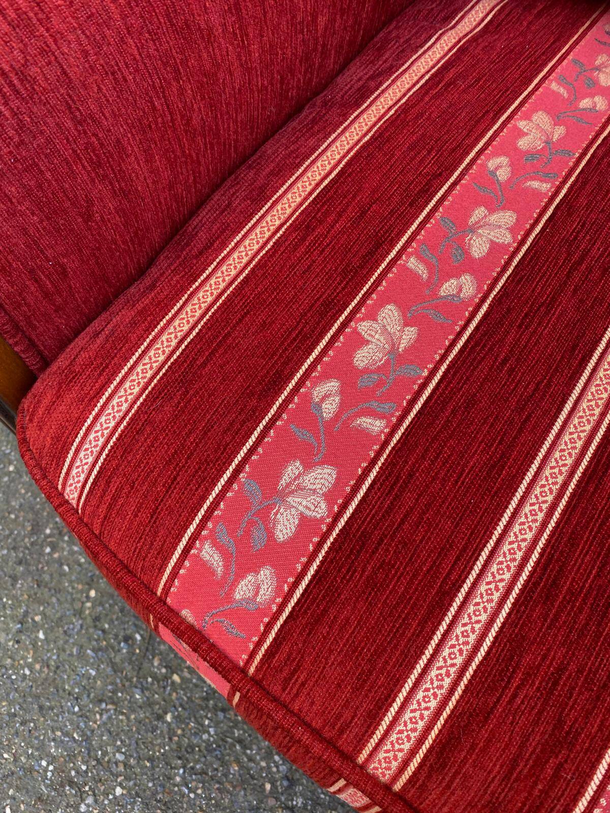 Louis XV 2-seater canapé B. Marly France 1950 solid wood burgundy velvet