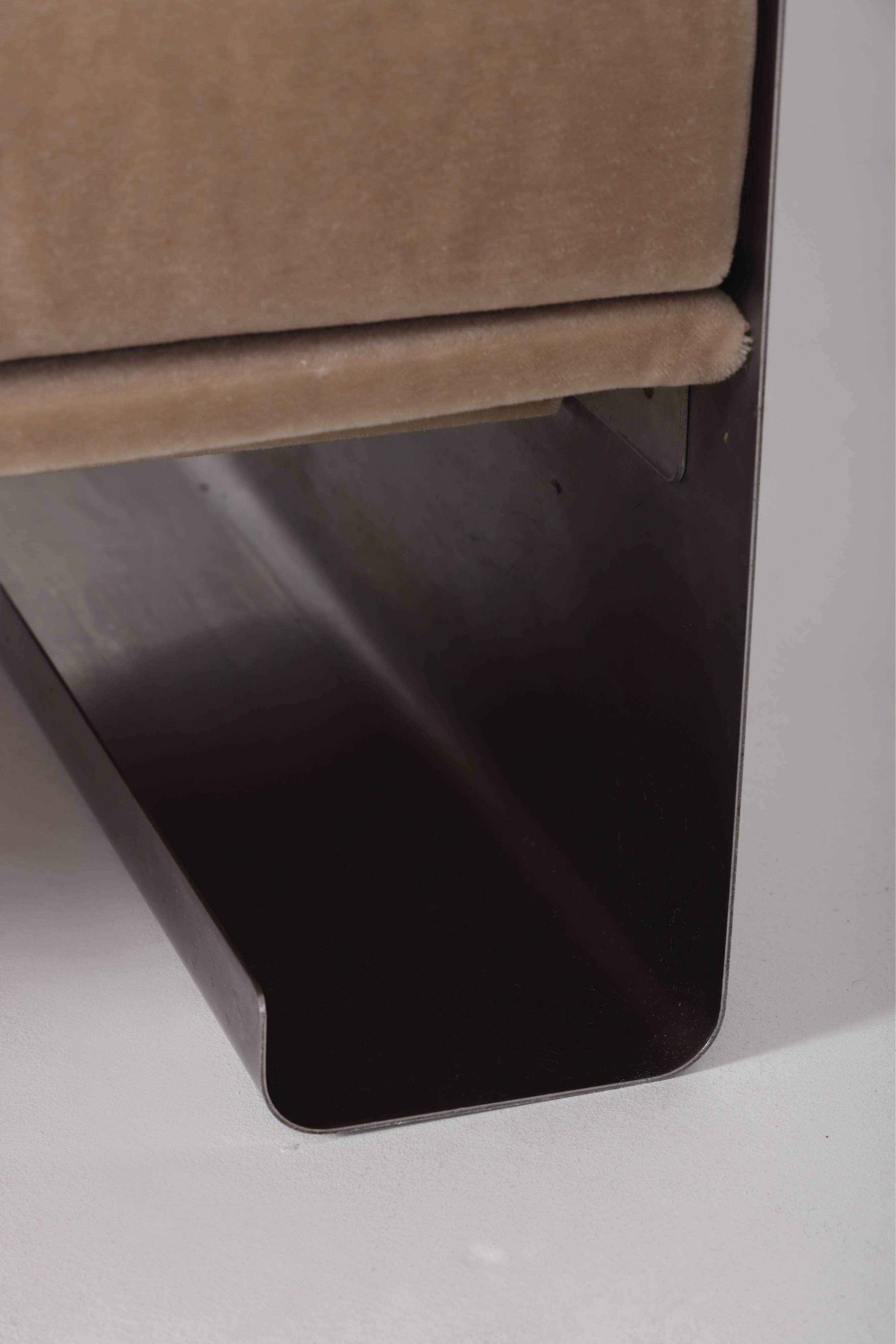 Aluminum and mohair sofa, 1970s