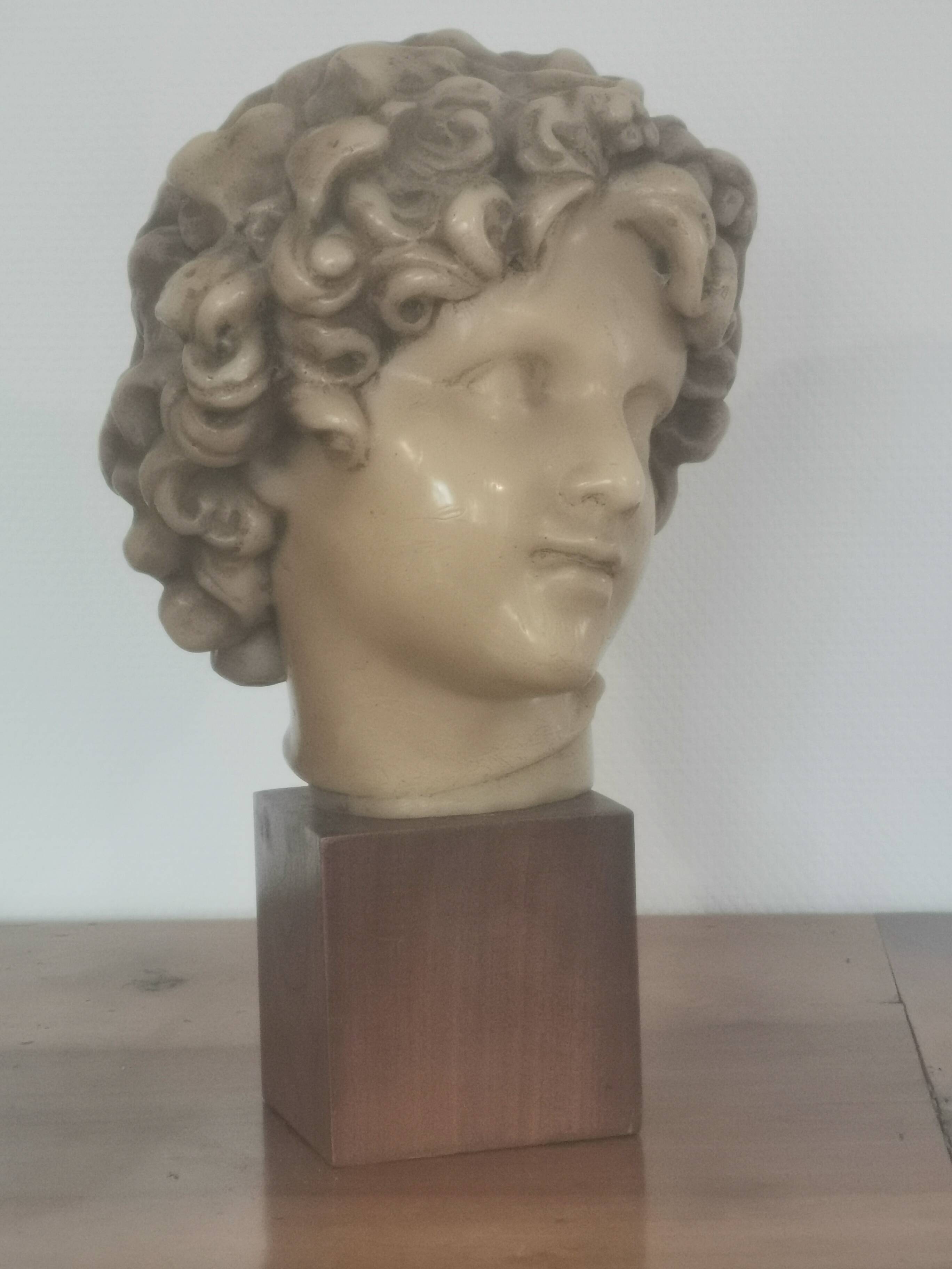 Wax head on “art deco” wooden base