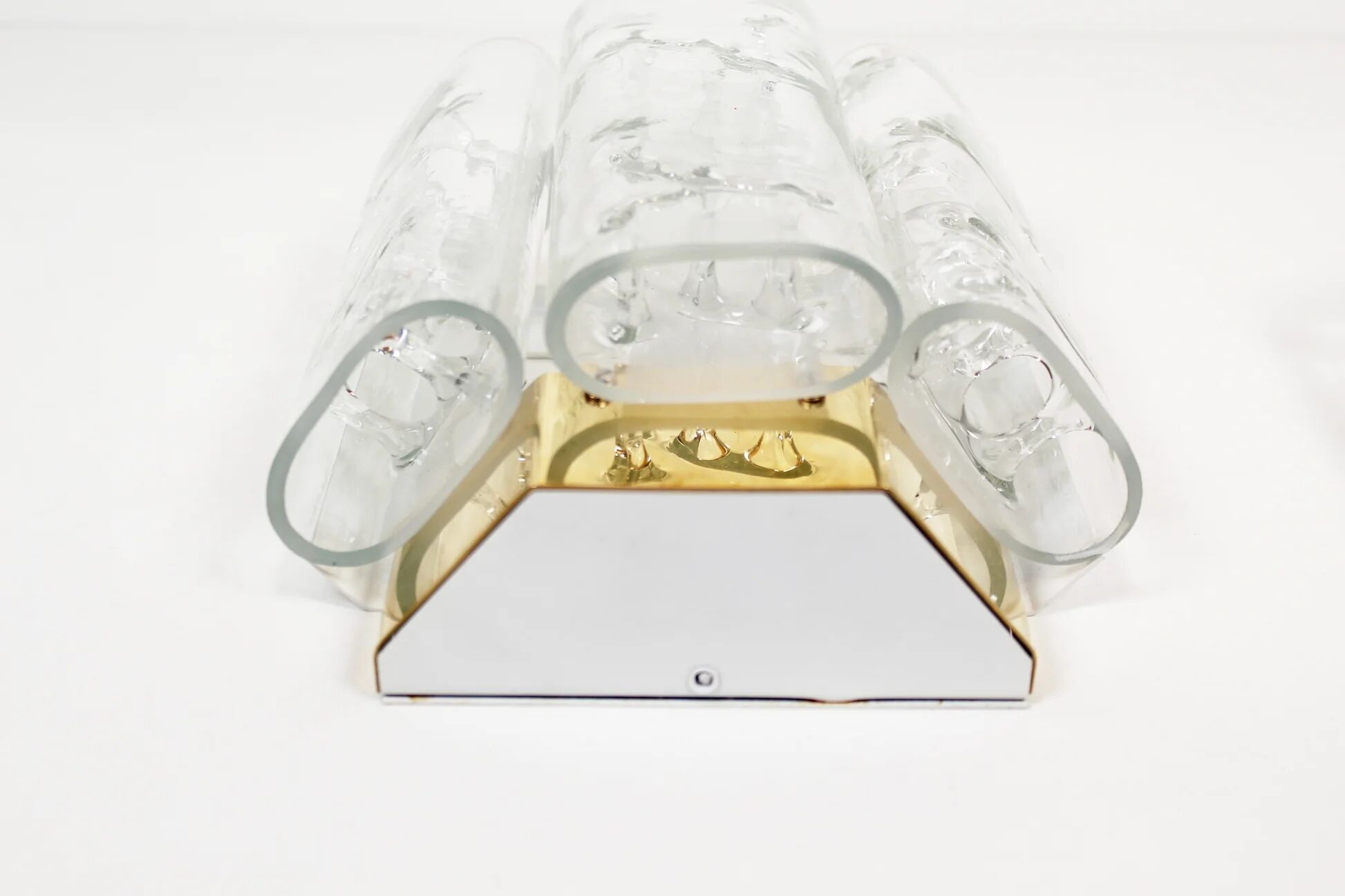 Pair of brass and glass wall lamps by Doria Leuchten