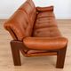 Vintage Swedish mid-century 3 person sofa in cognac leather, 1970s