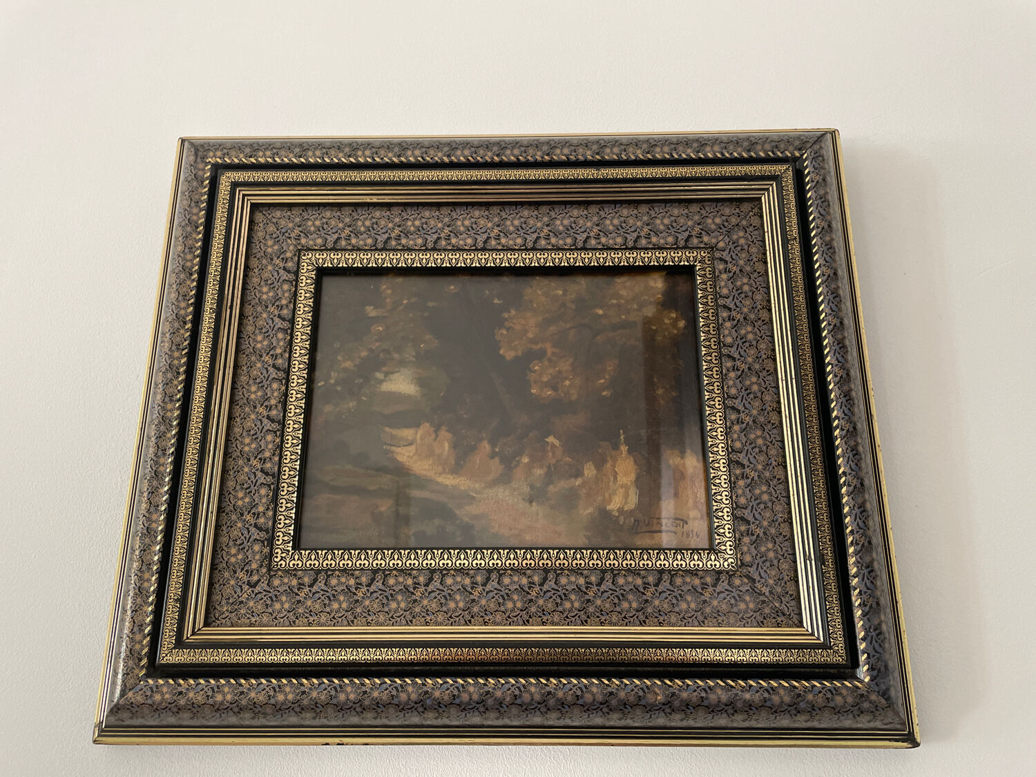 Table XIXth oil on cardboard signed A . Vincent