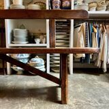 Banc en bois foncé Aranjou années 1980