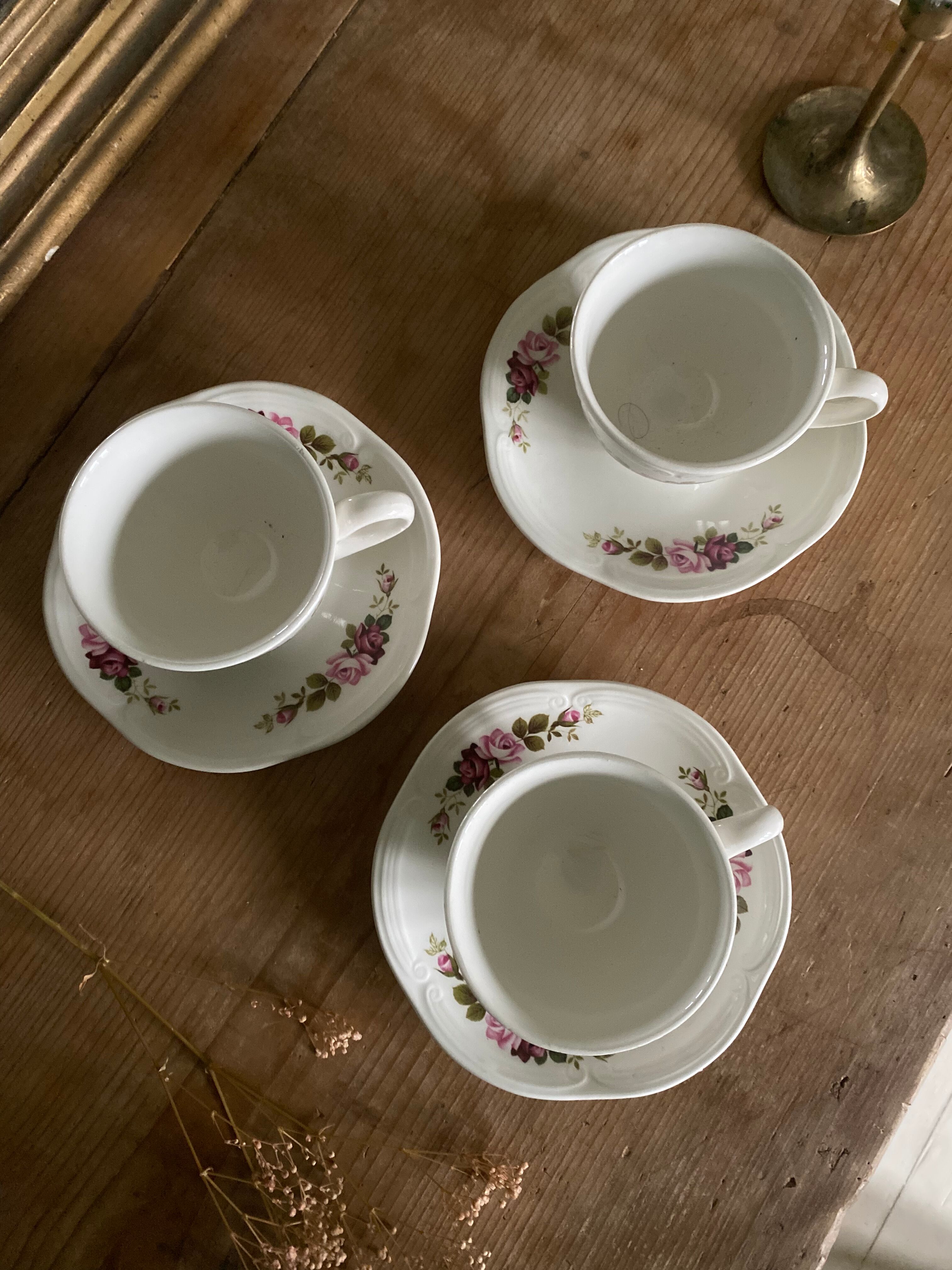 Set of 3 old cups earthenware Gien model Champs