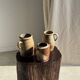 Large matte stoneware oval pot with beige handle H21 D12