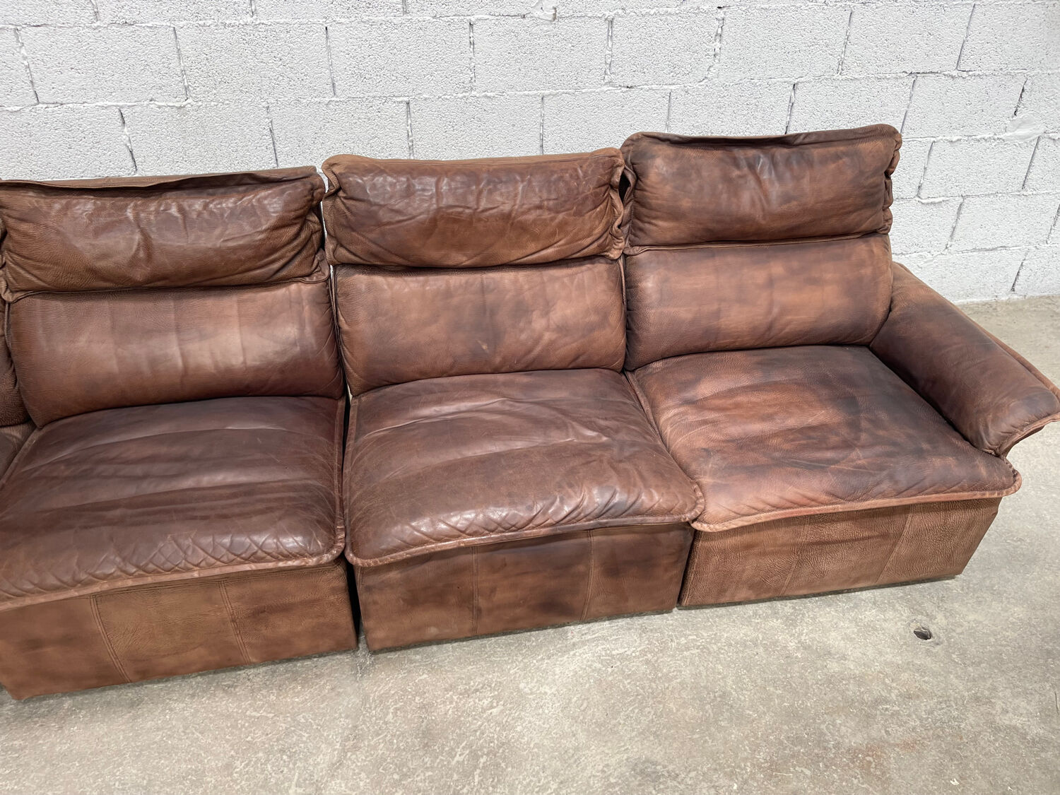 Vintage modular leather sofa DeSede spirit