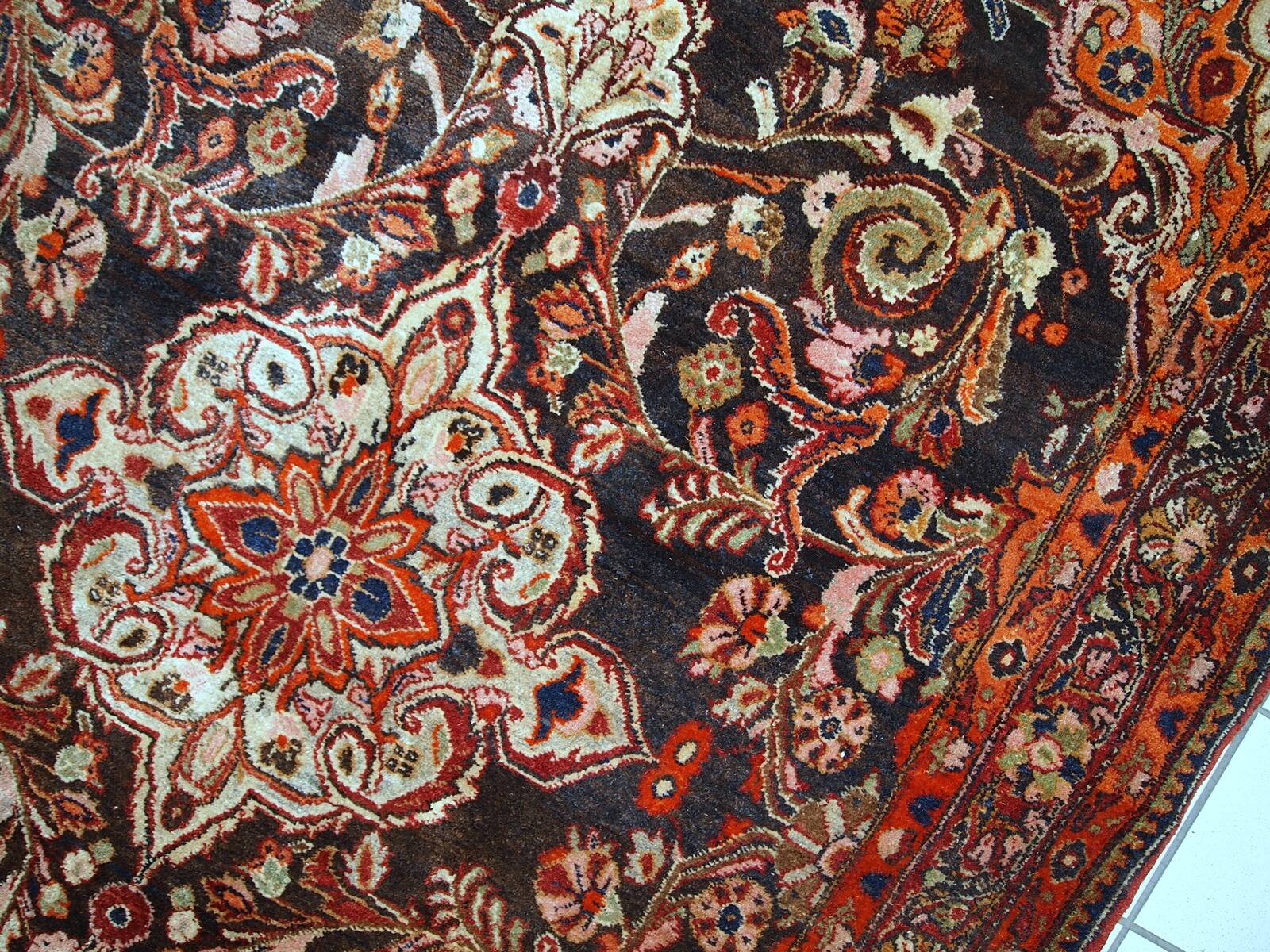 Tapis vintage fait main Tabriz du Moyen-Orient 135cm x 220cm (1950s)