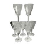 Set of 7 wine glasses, crystal water engraved 50-60s