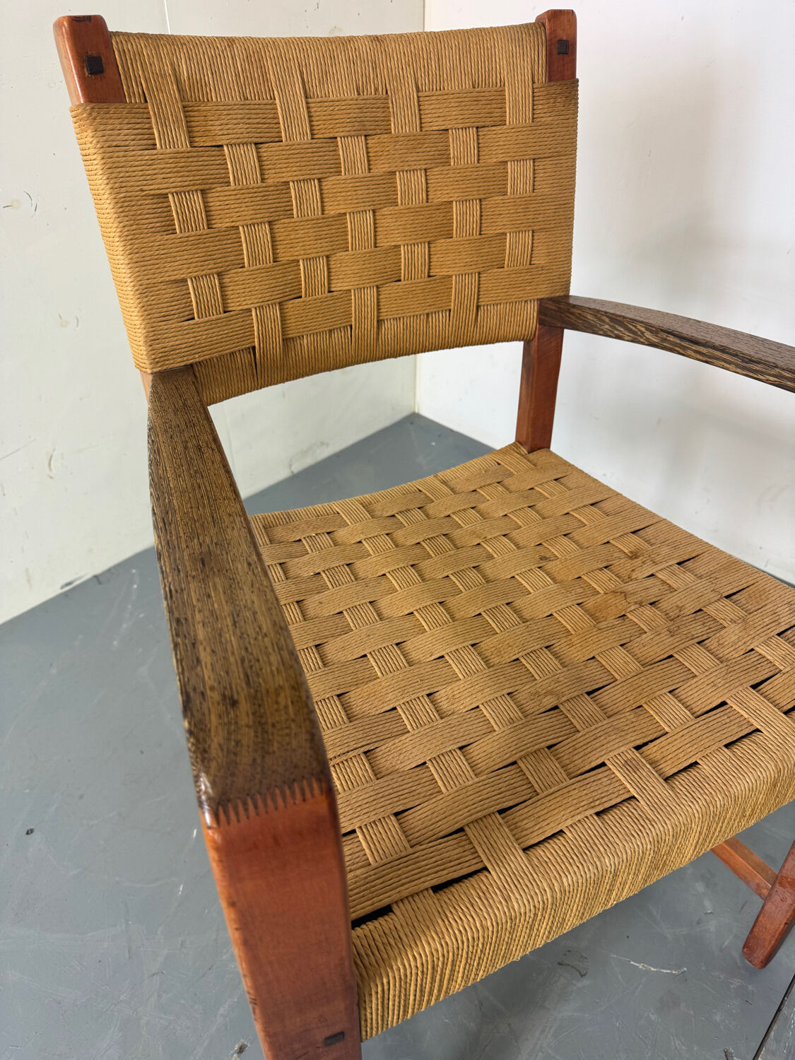 High quality Scandinavian Style Wood and Rope Armchair, 1970s