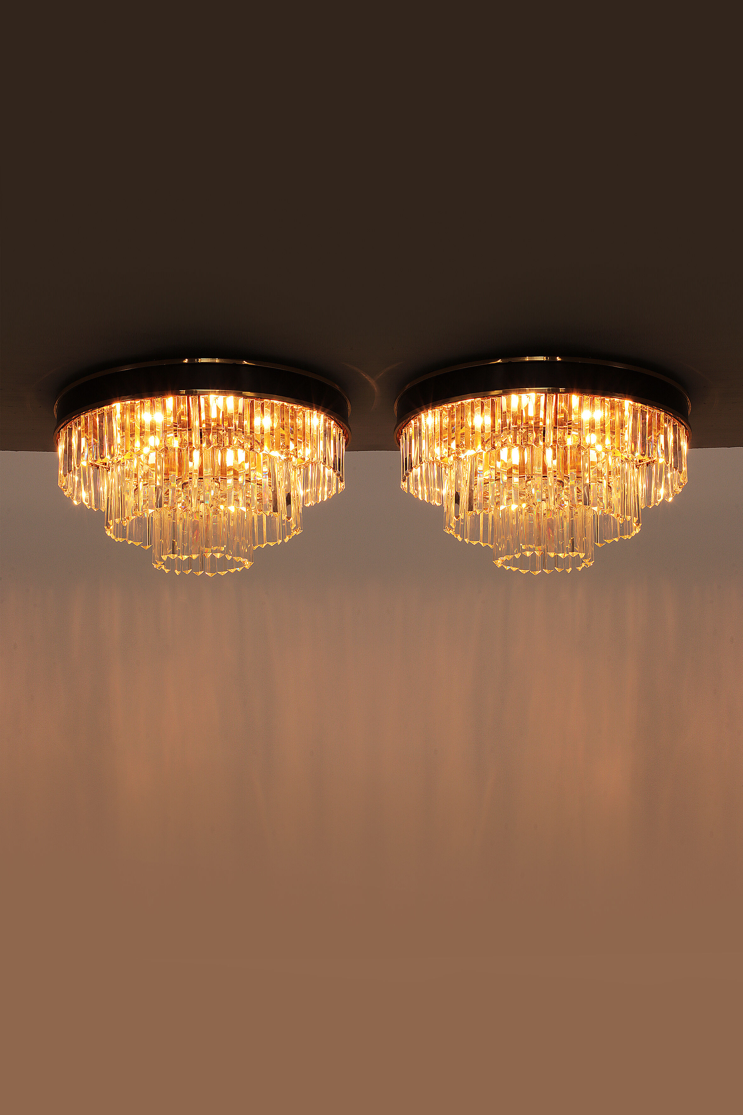 Set of 2 crystal ceiling lamps by Riedinger
