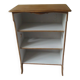 Vintage low depth bookcase in pearl grey interior oak with waxed finish.